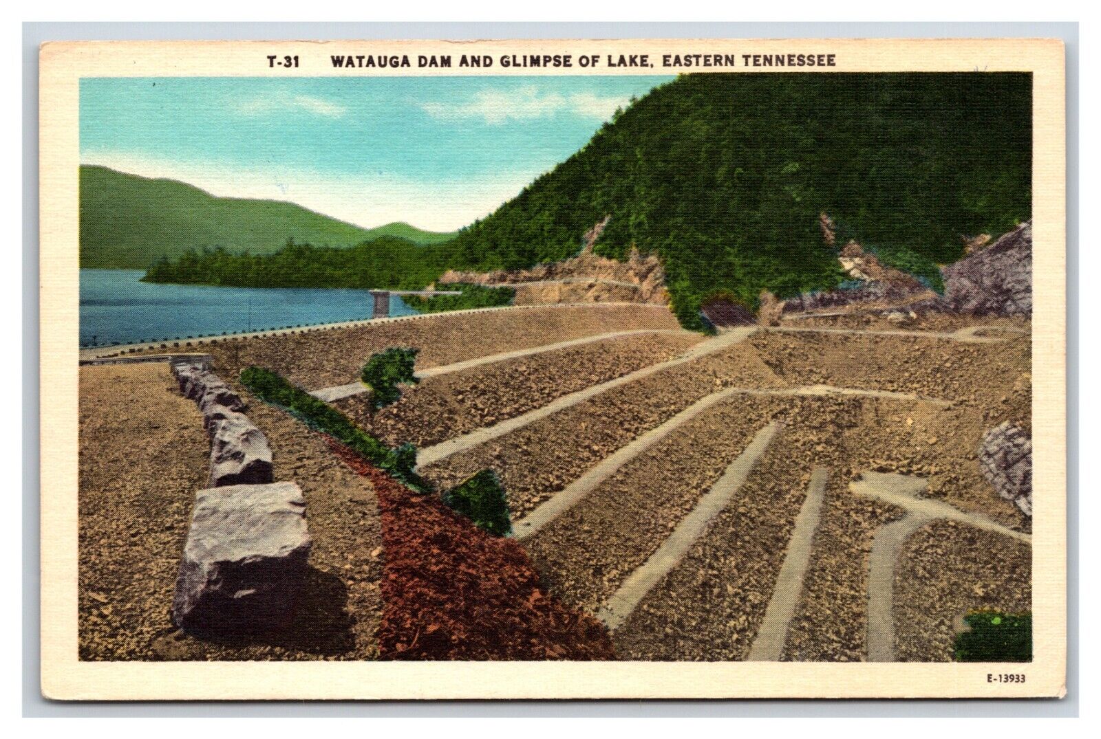 Watauga Dam and Lake Eastern Tennessee UNP Linen Postcard J19