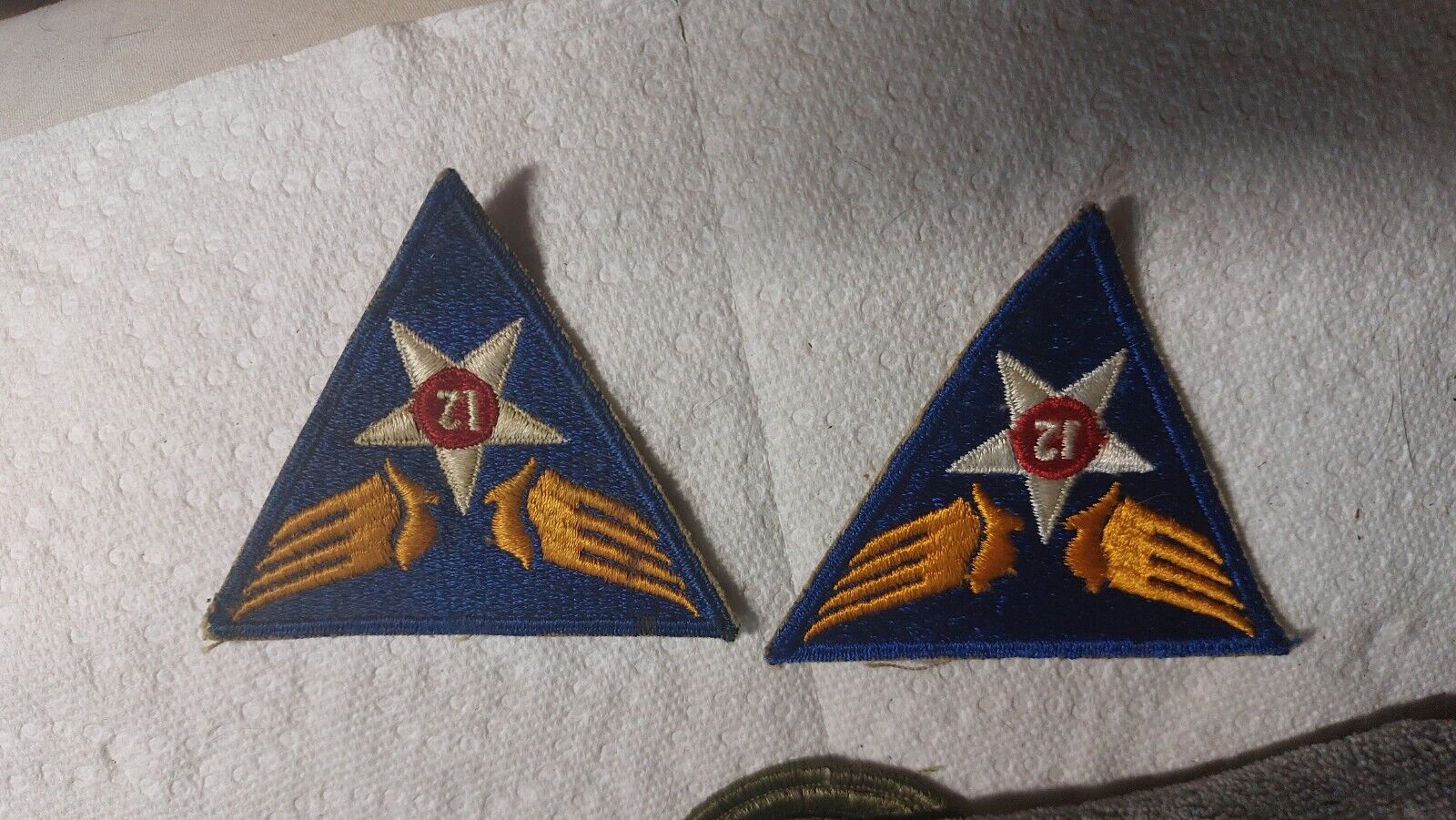 WWII Era Original US 12th Army Air Corps Patch 12th AAF Lot Of Two Authentic 