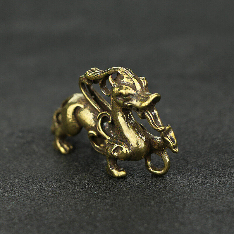 Brass Retro Dragon Figurine Small Statue Home Ornaments Animal Figurines
