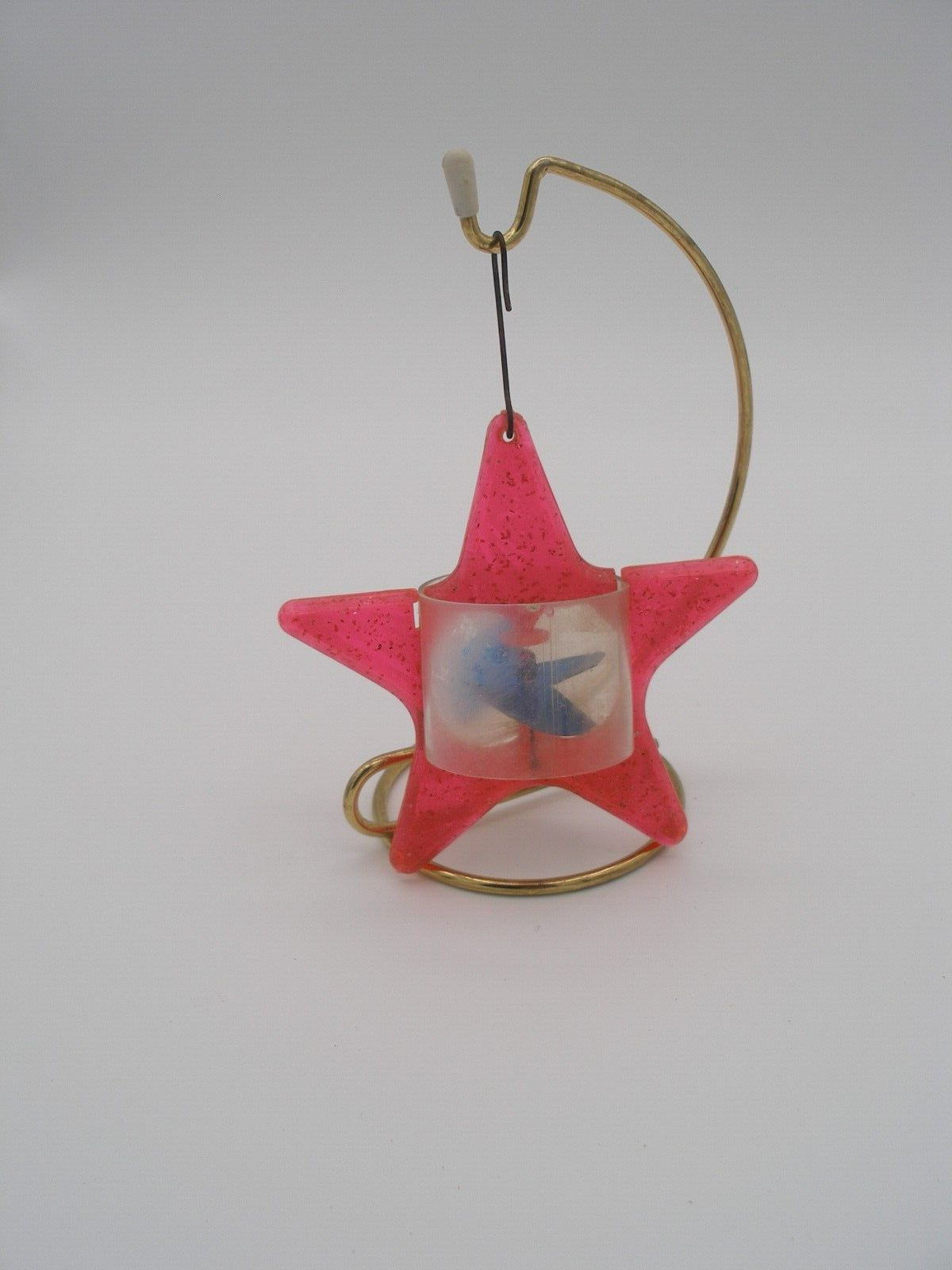 Vtg Pink Hard Plastic Spinner Twinkler STAR Christmas Ornament