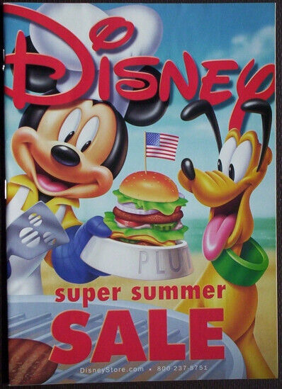 Disney Catalog 2004 Super Summer Sale, Mickey, Pluto, Hamburger, American Flag