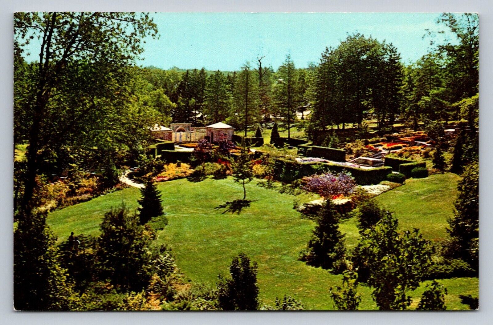 Postcard Ohio Kingwood Center Birds-Eye View Gardens Chrome Unposted  F789