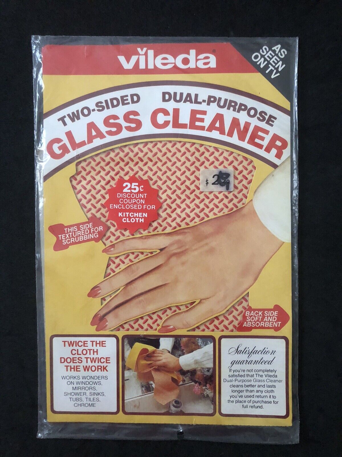 Vintage Vileda Two Sided Glass Cleaner Cloth New Old Stock West Germany