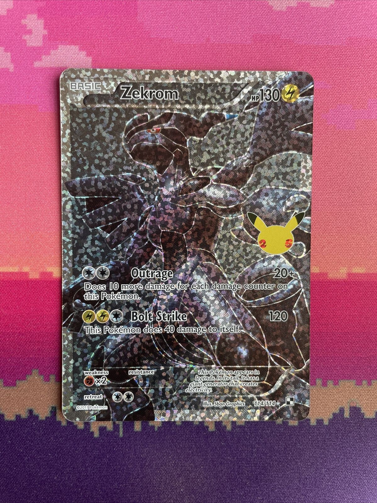 Pokemon Card Zekrom 114/114 Celebrations Utra Rare Full Art Near Mint