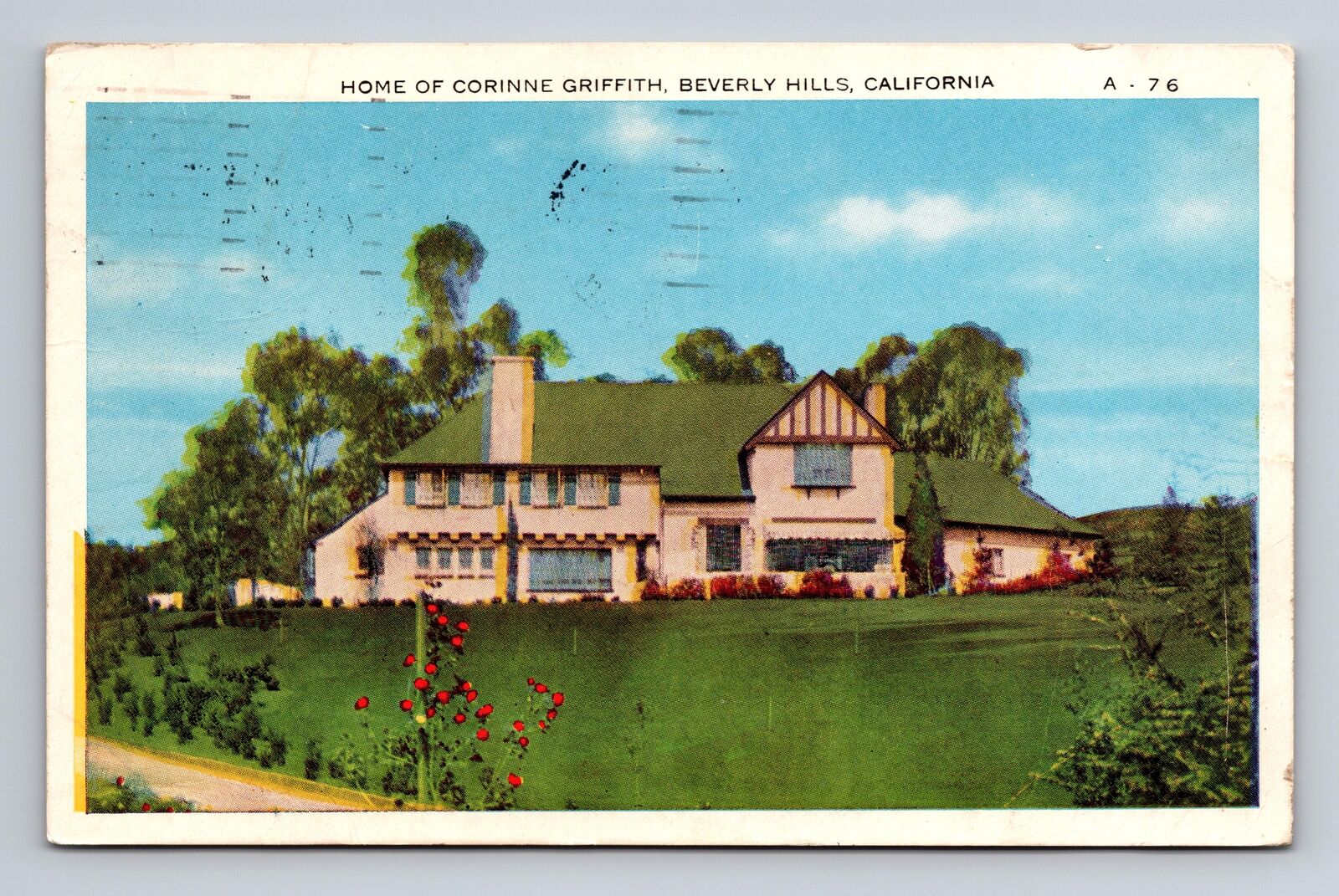c1927 WB Postcard Beverly Hills CA California Home of Corinne Griffith