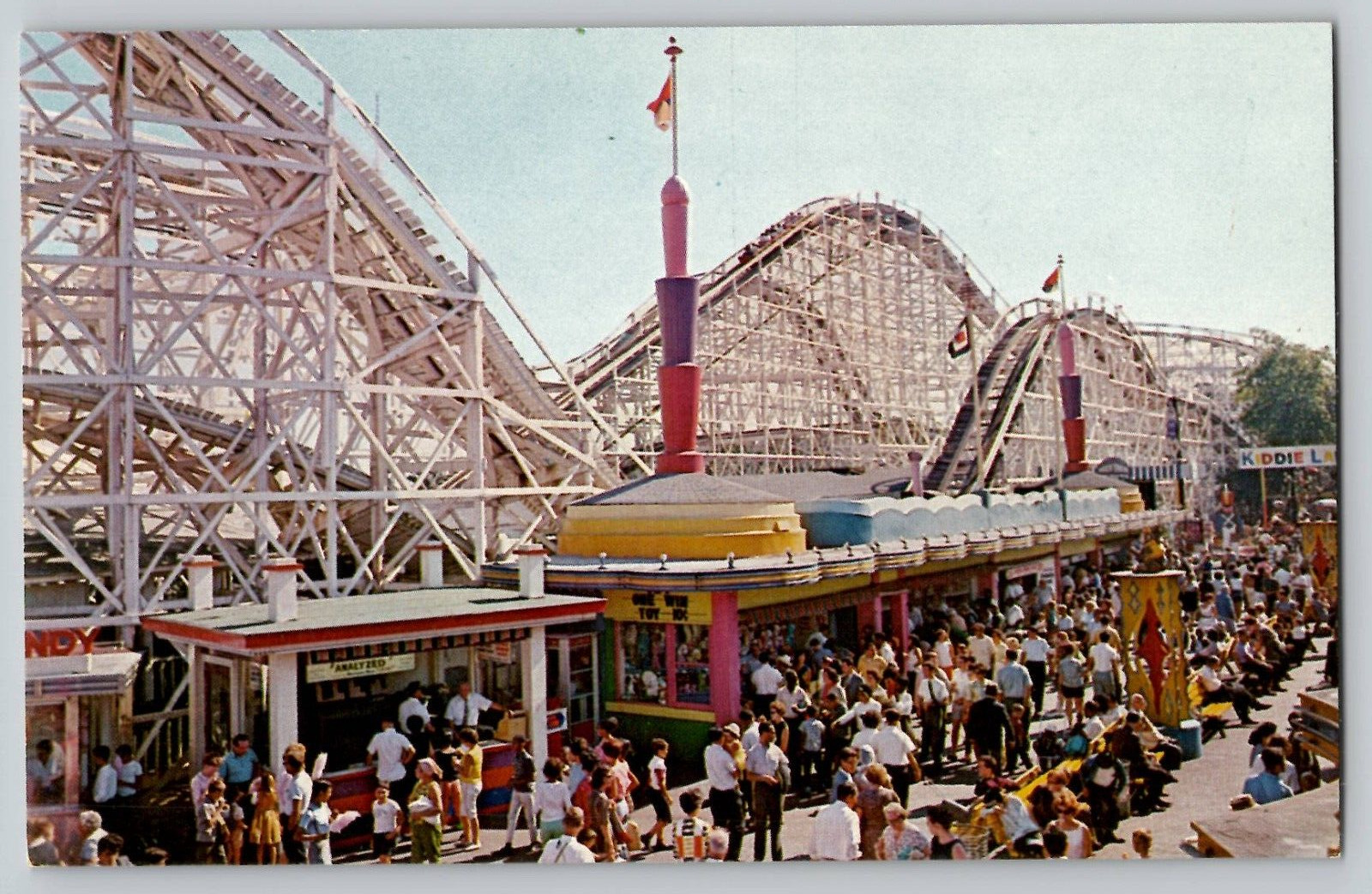 Palisades Amusement Park NJ Cyclone Roller Coaster Vintage Postcard c 1960s