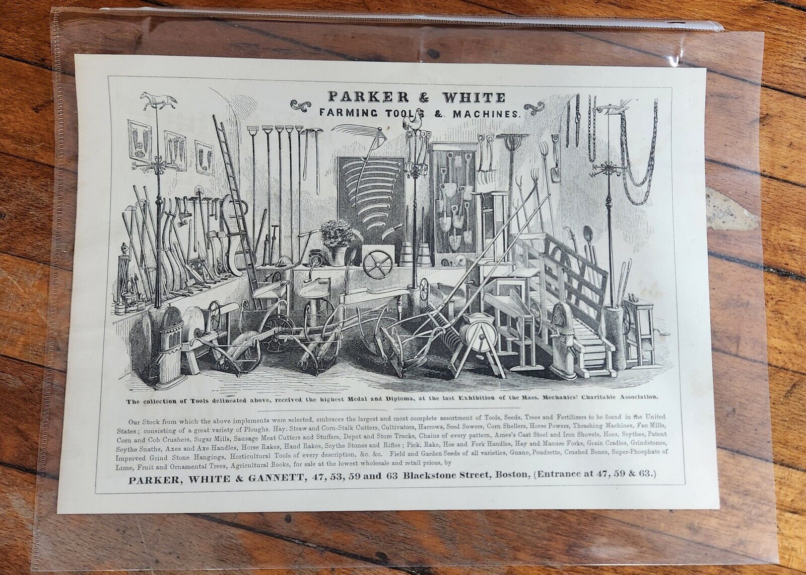Early Parker & White Farming Tools & Machines Boston Advertising