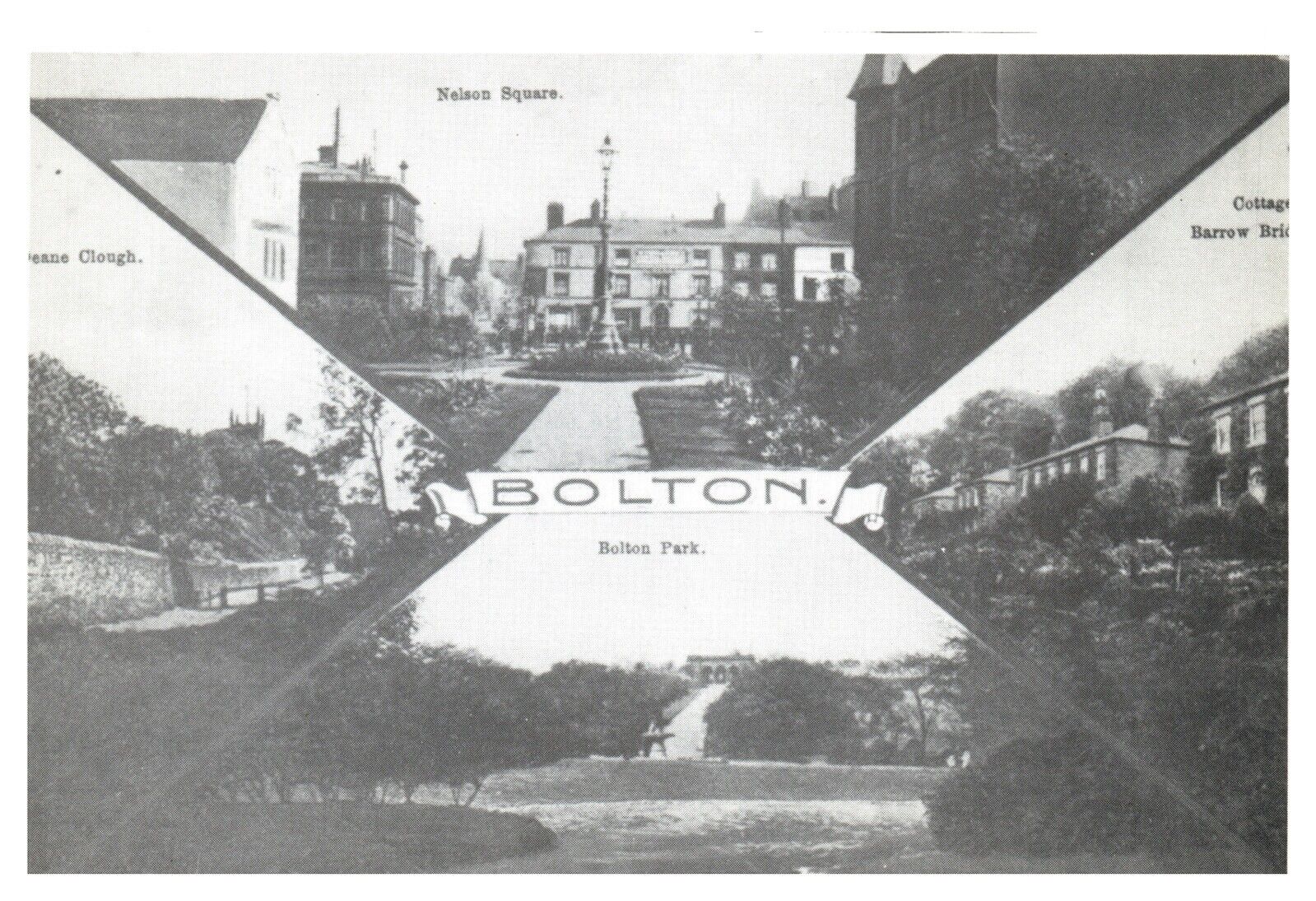 1914 Dean Clough Barrow Bridge Bolton Park Nelsons Square Chrome Postcard UNP 