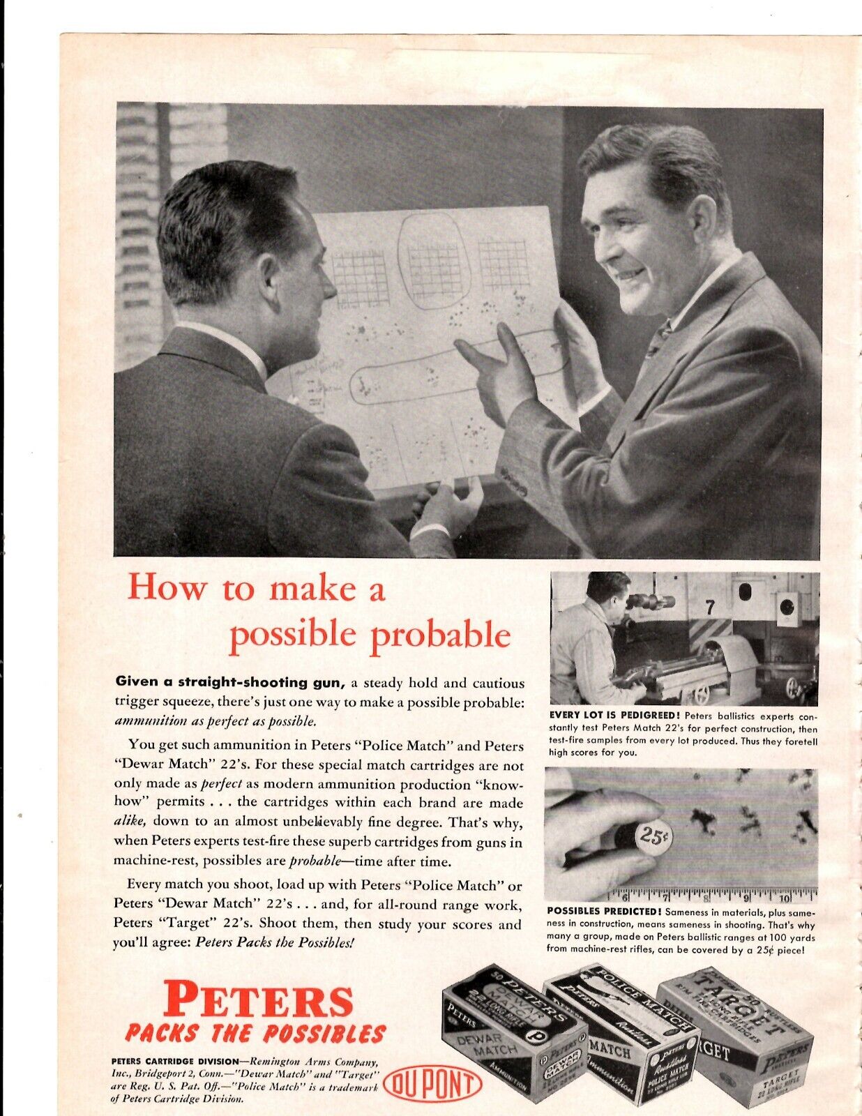 1948 Print Ad Peters Cartridge Division Du Pont How to make possible probable