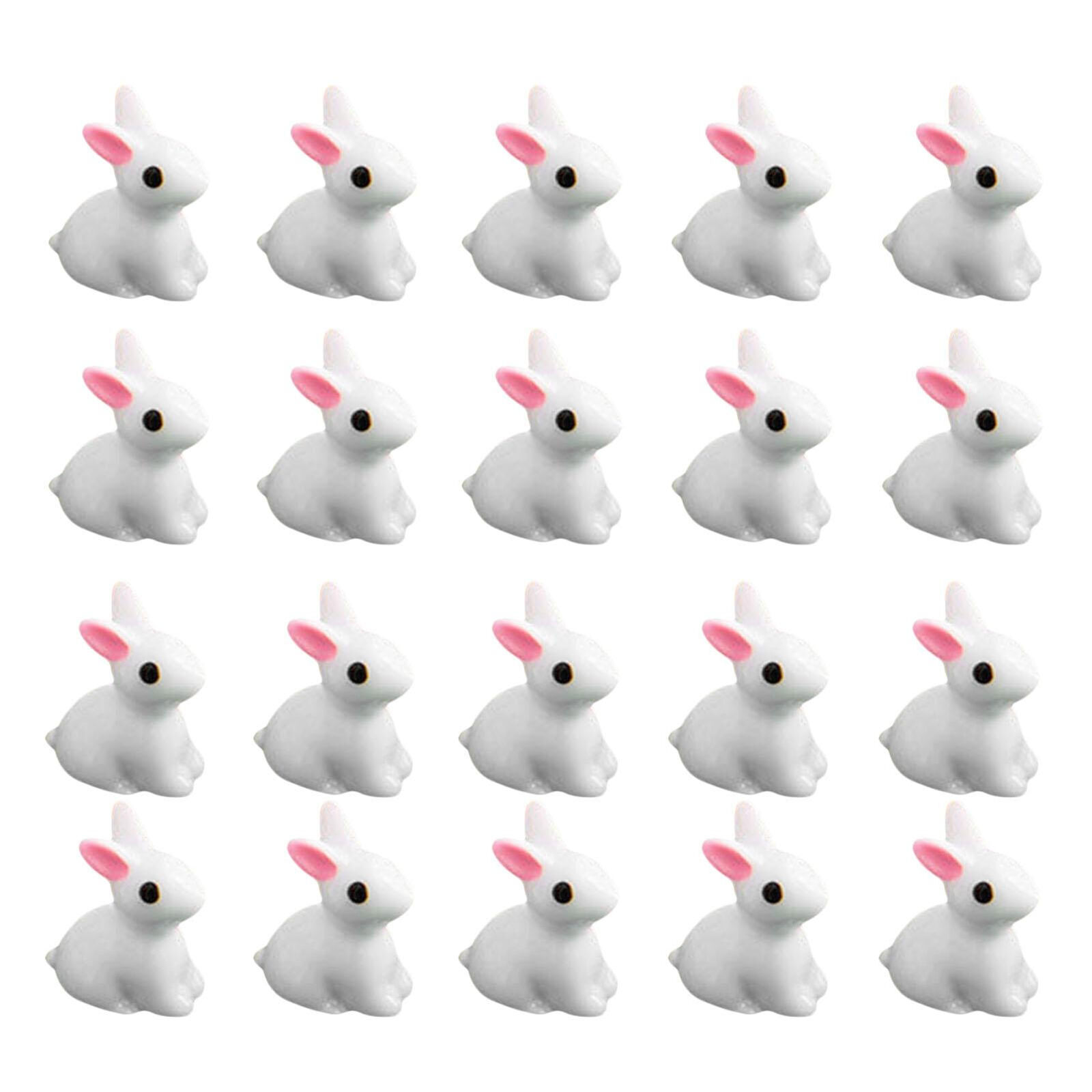  Mini Resin Cute Plush Rabbit Toy Lifelike Animal Bunny Model Decoration
