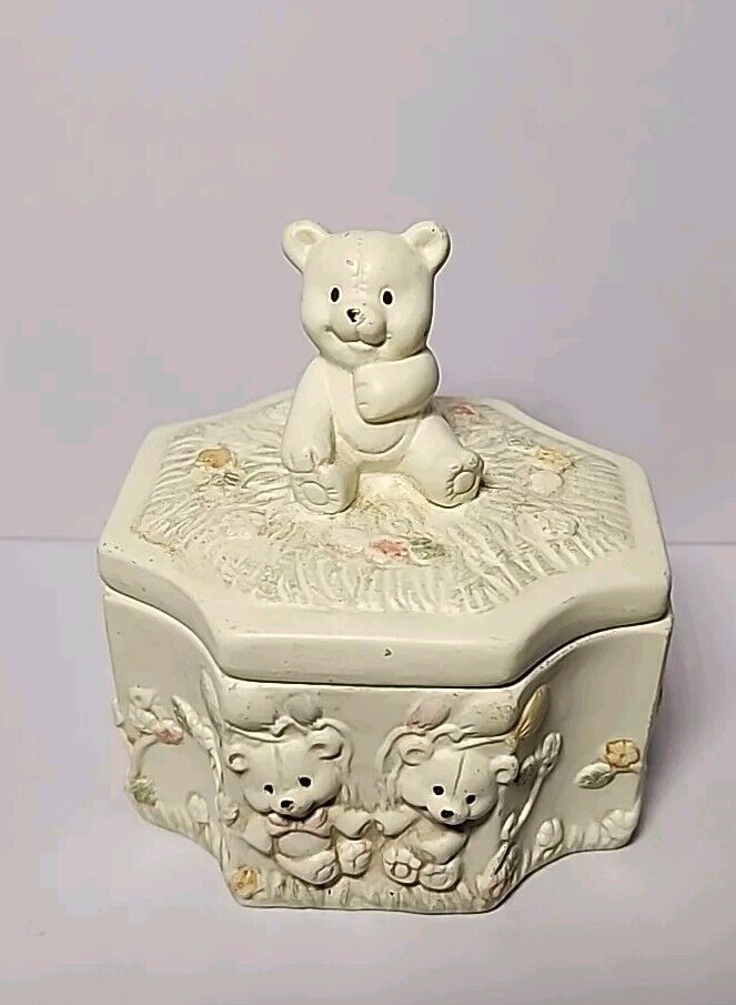 Vintage Teady Bear Porcelain Box