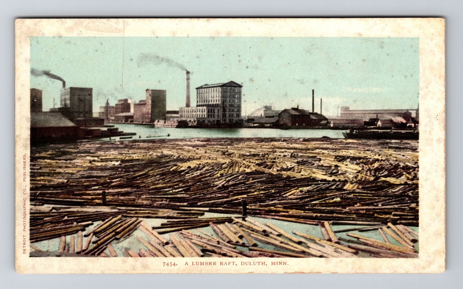 Duluth MN-Minnesota, A Lumber Raft Vintage Souvenir Postcard