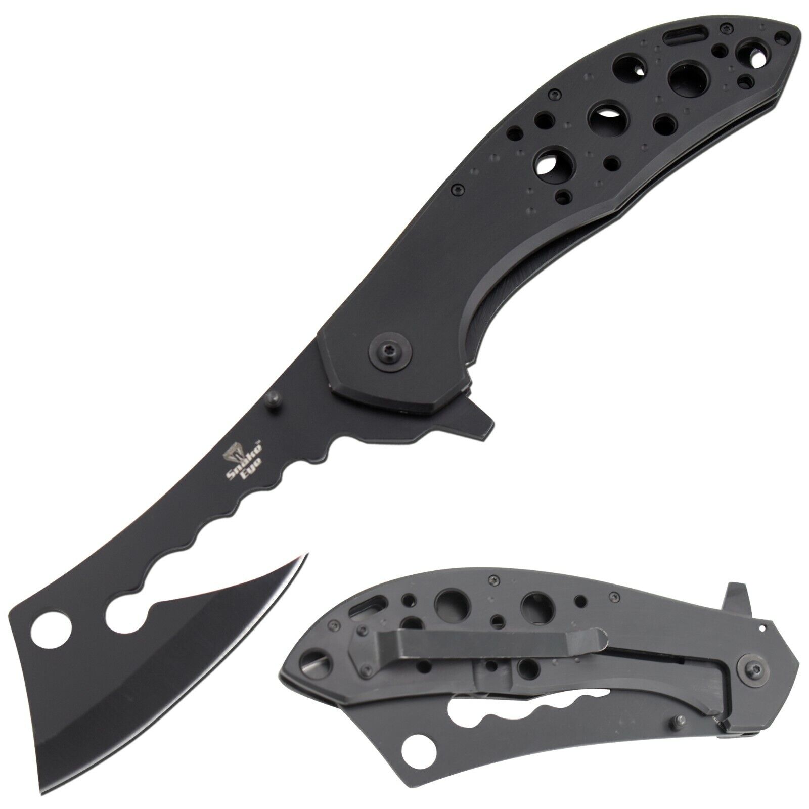 Snake Eye Tactical Every Day Carry Mini-Cleaver Style Blade Gaint Folding Knife 