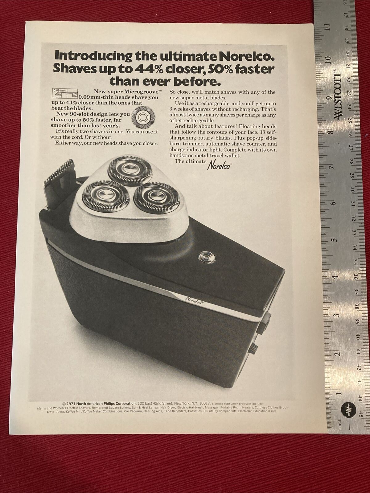 Norelco Microgroove Shaver 1971 Print Ad - Great To Frame
