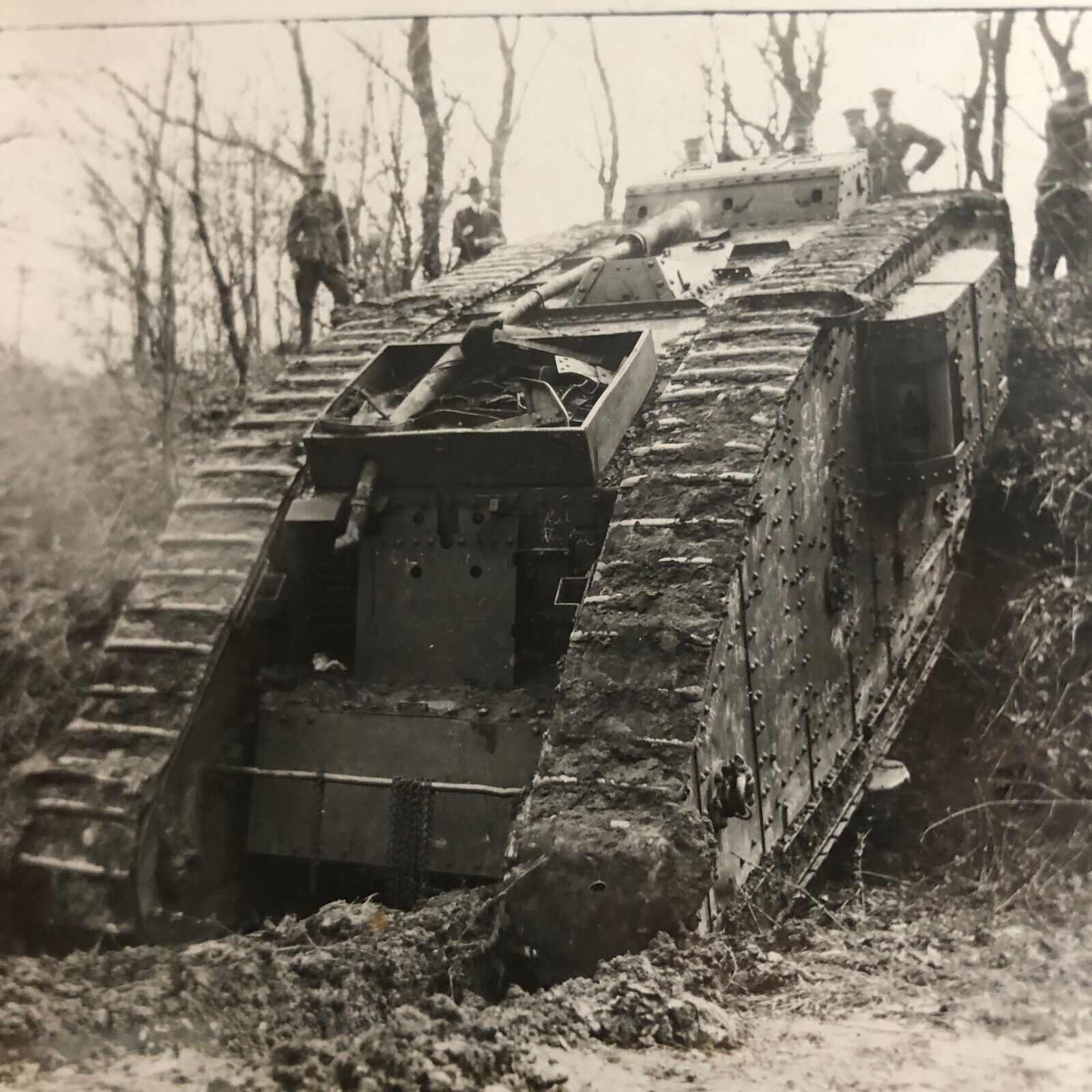 Early Military Tank WW1 World War 1 Glass Plate Negative Lantern Slide