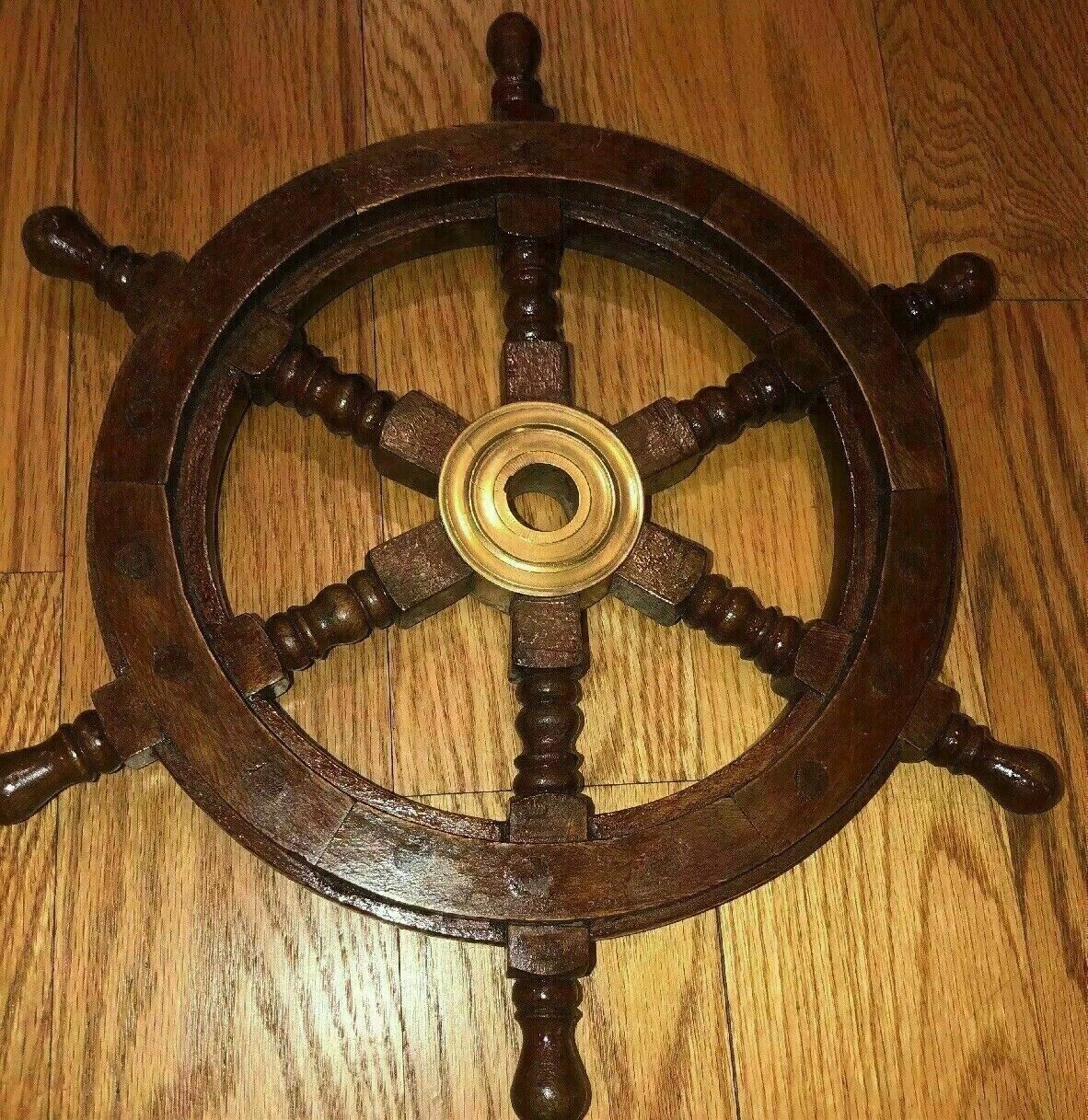 New Solid Nautical Wooden Ship Steering Wheel Pirate Décor Handmade gift