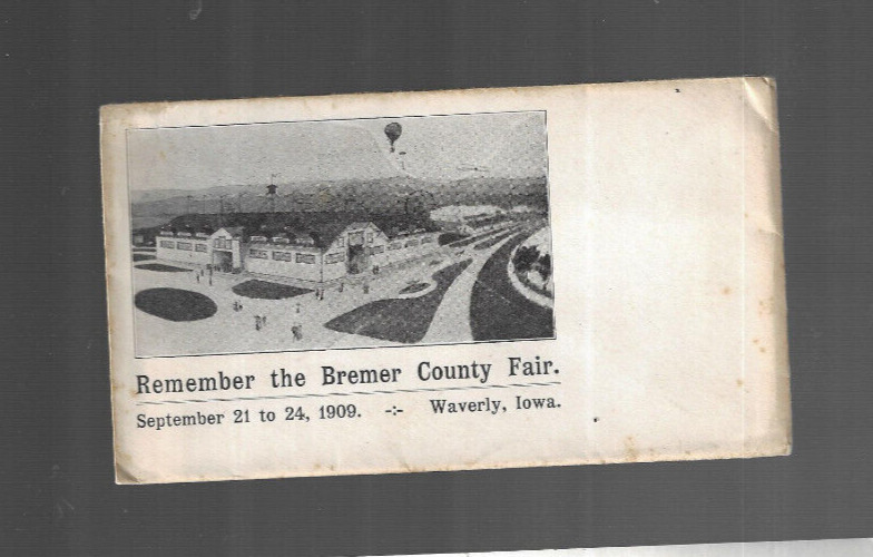 WAVERLY IOWA  VINTAGE MAILING ENVELOPE BREMER COUNTY FAIR 1909 Hot Air Balloons