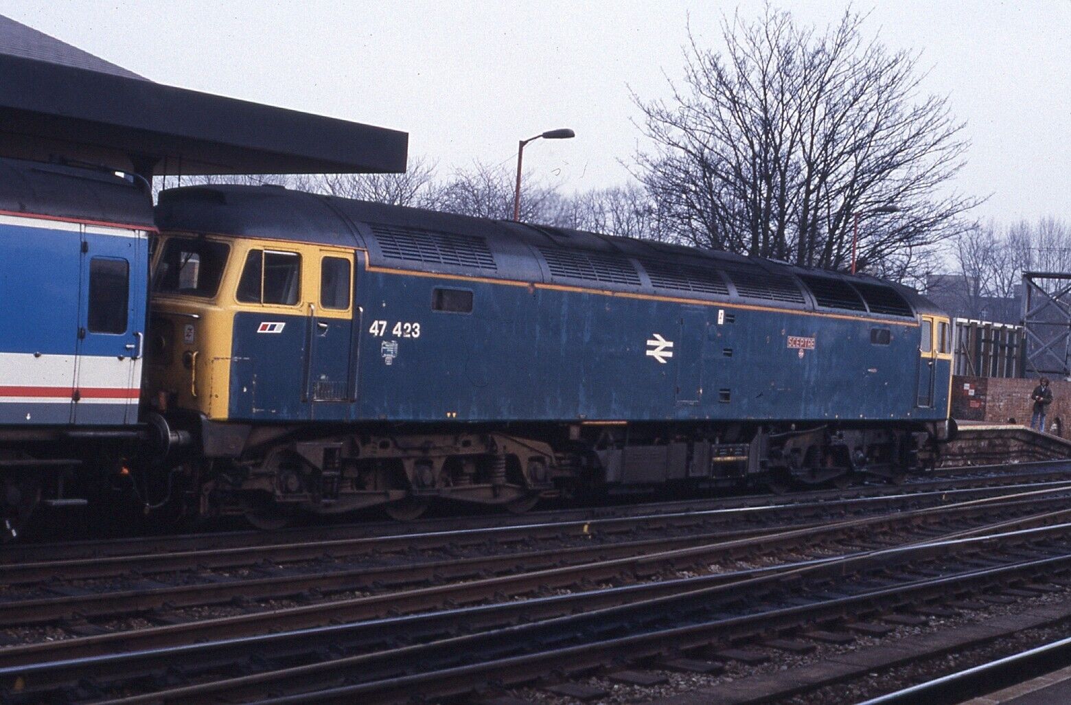 Original 35mm railway slide 47423 BR blue livery Oxford 22-09-1992 B02