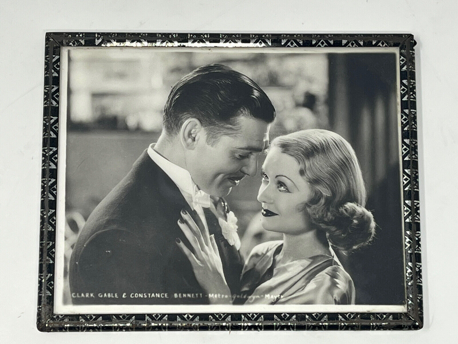 Vintage small framed Clark Gable And Constance Bennett photograph 4 X 5”