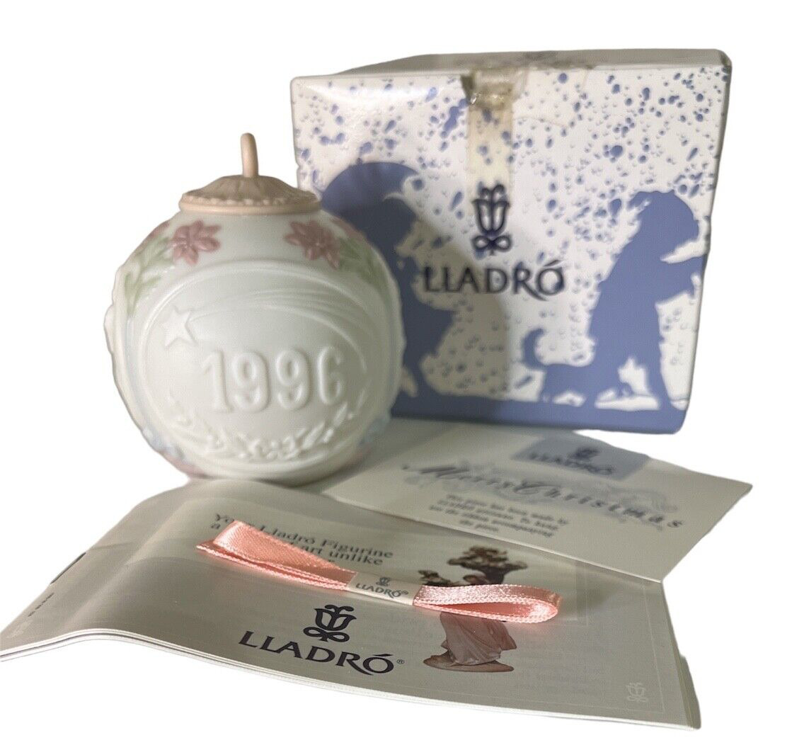 LLADRO 1996 Annual Christmas Ball Porcelain Ornament #16298 Retired Pink Top NEW