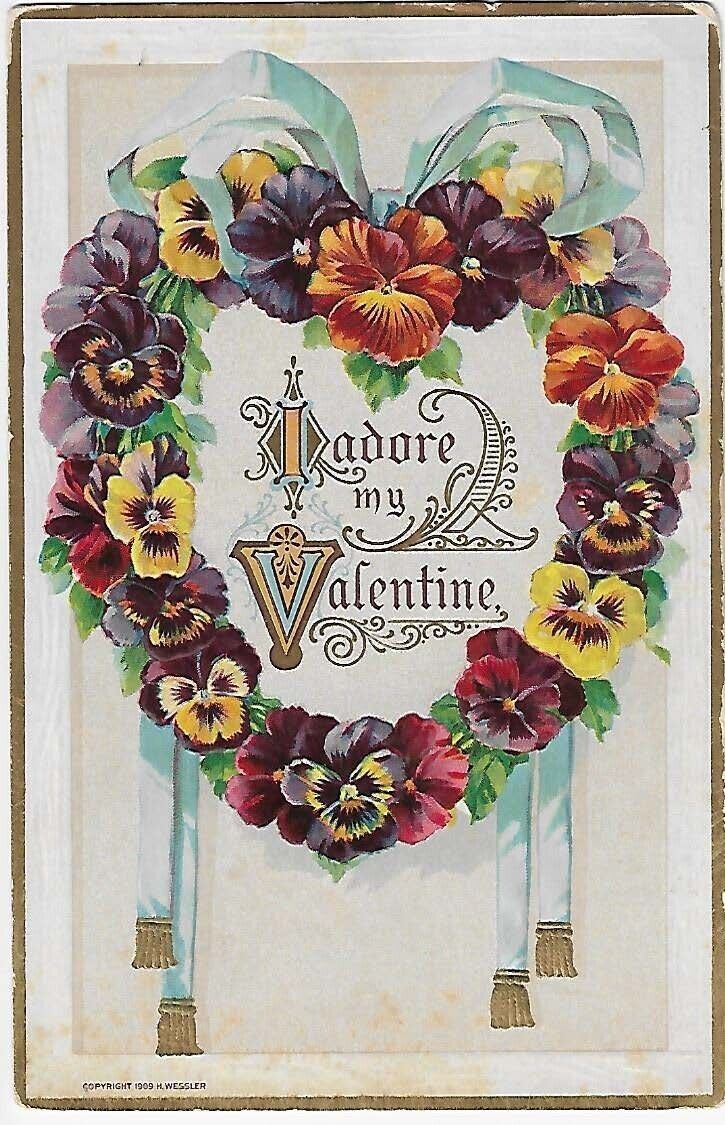Postcard I Adore My Valentine H. Wessler Embossed