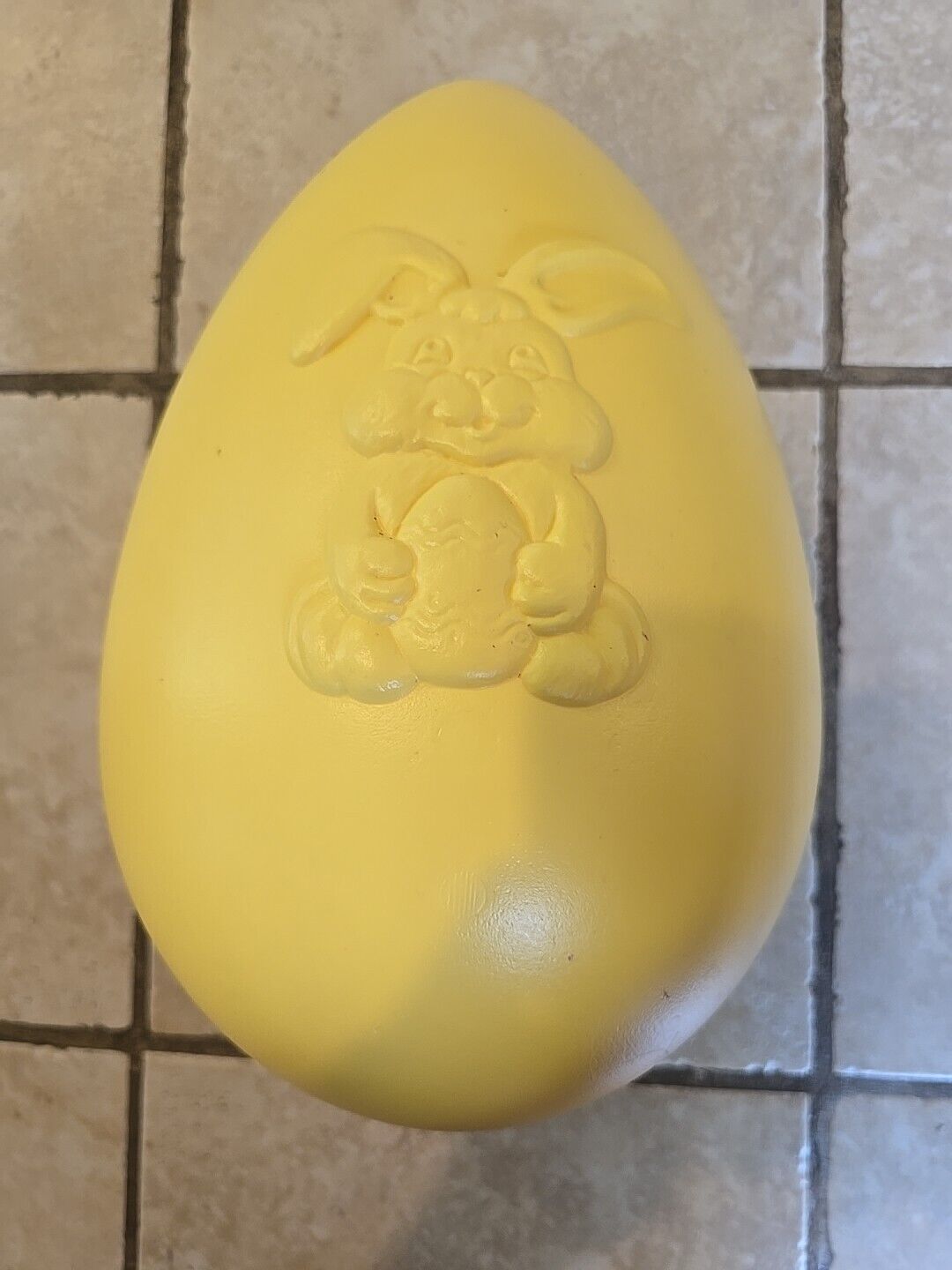 Vintage Plastic Blow Mold Easter Egg Yellow  14” Grand Venture 1998 Bunny Rabbit