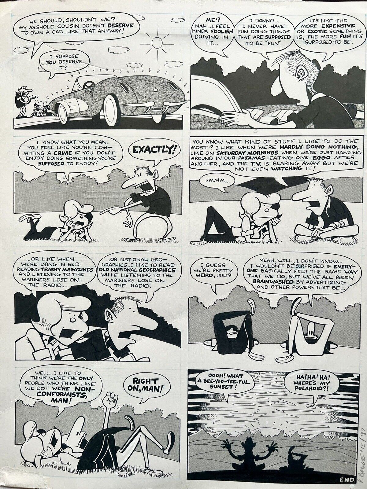 Peter Bagge Neat Stuff Original Comic Art Page 1987