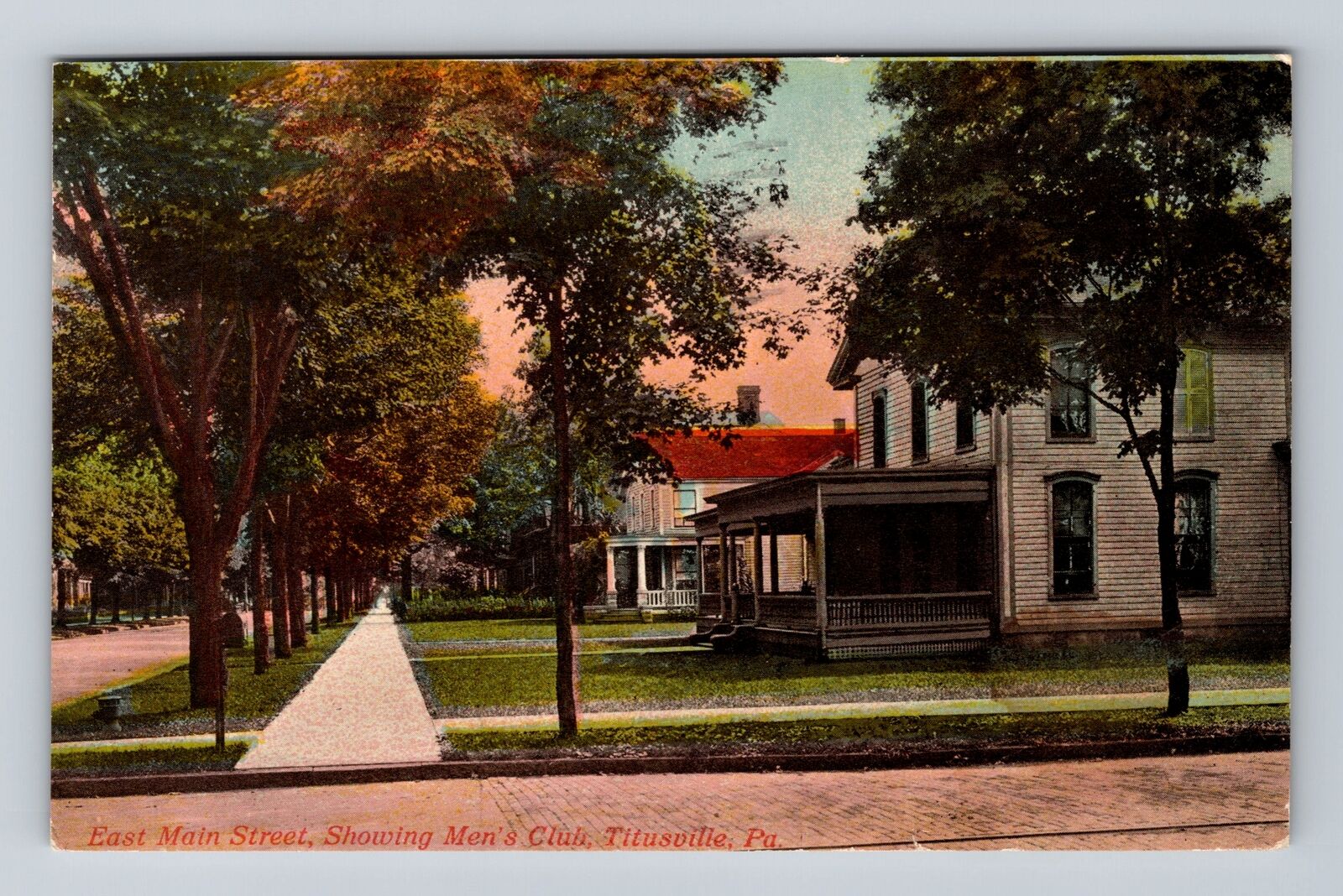 Titusville PA-Pennsylvania, East Main Street Men\'s Club, Vintage c1912 Postcard