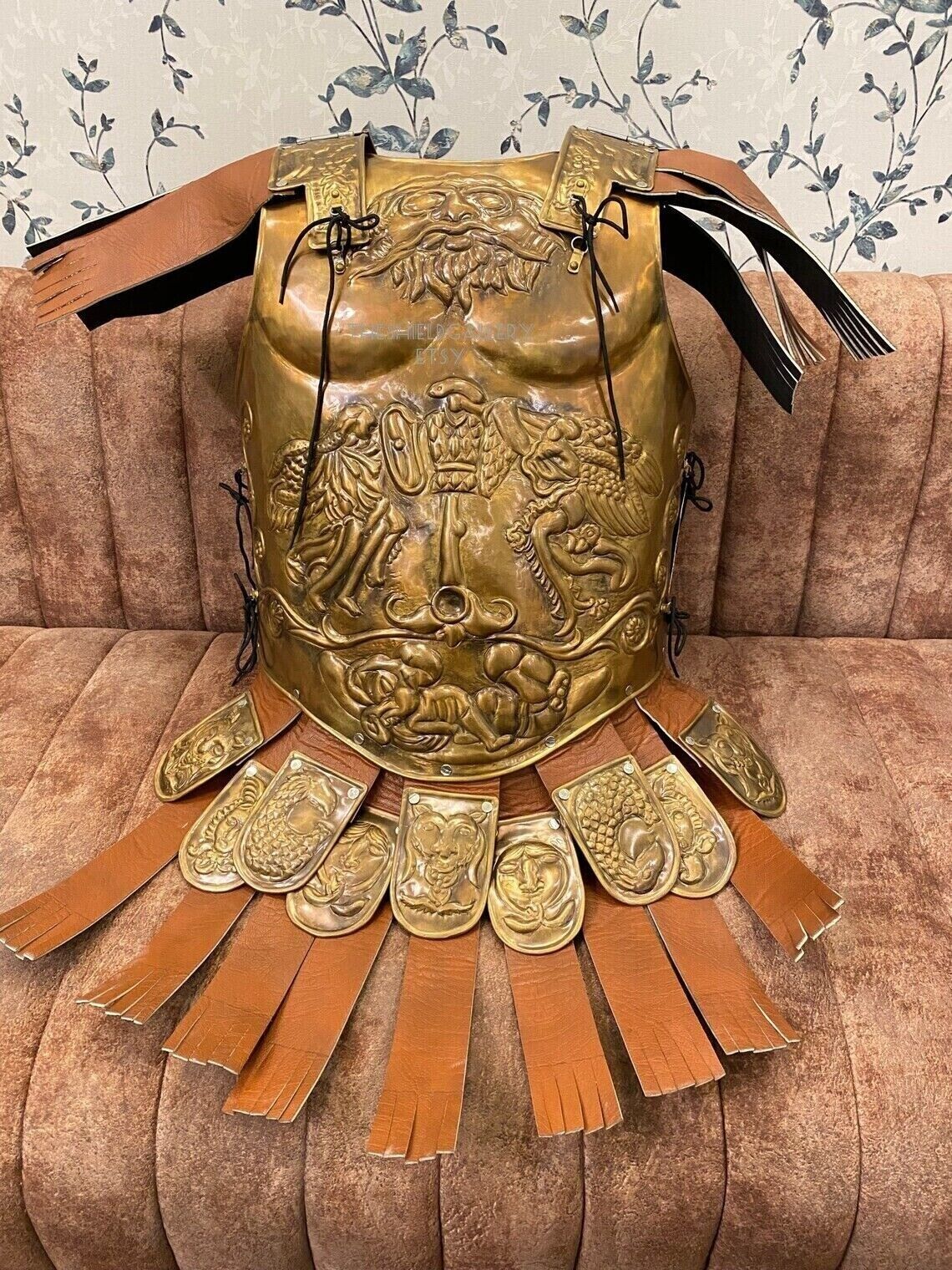 Medieval 18 Guage Brass Big Eagle Armor Roman Cuirass Reenactment Breastplate