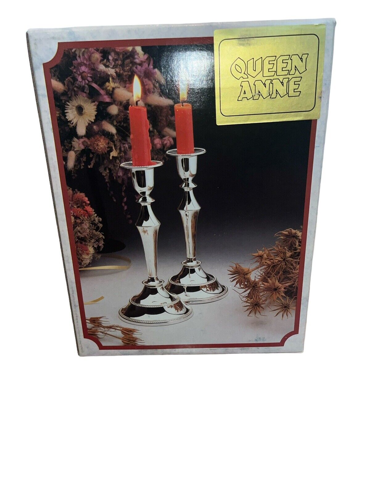 Vintage queen annie rose candlesticks Faux Bougeoirs Pair Silver Plated New