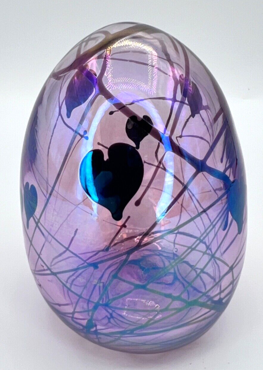 Fenton Plum Purple Hanging Hearts Egg Figurine - Paperweight (Dave Fetty) - 4.5\