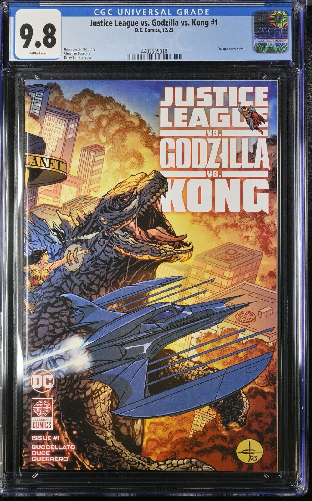 Justice League Vs Godzilla King Kong #1 Wraparound Johnson CGC 9.8 DC Comics 