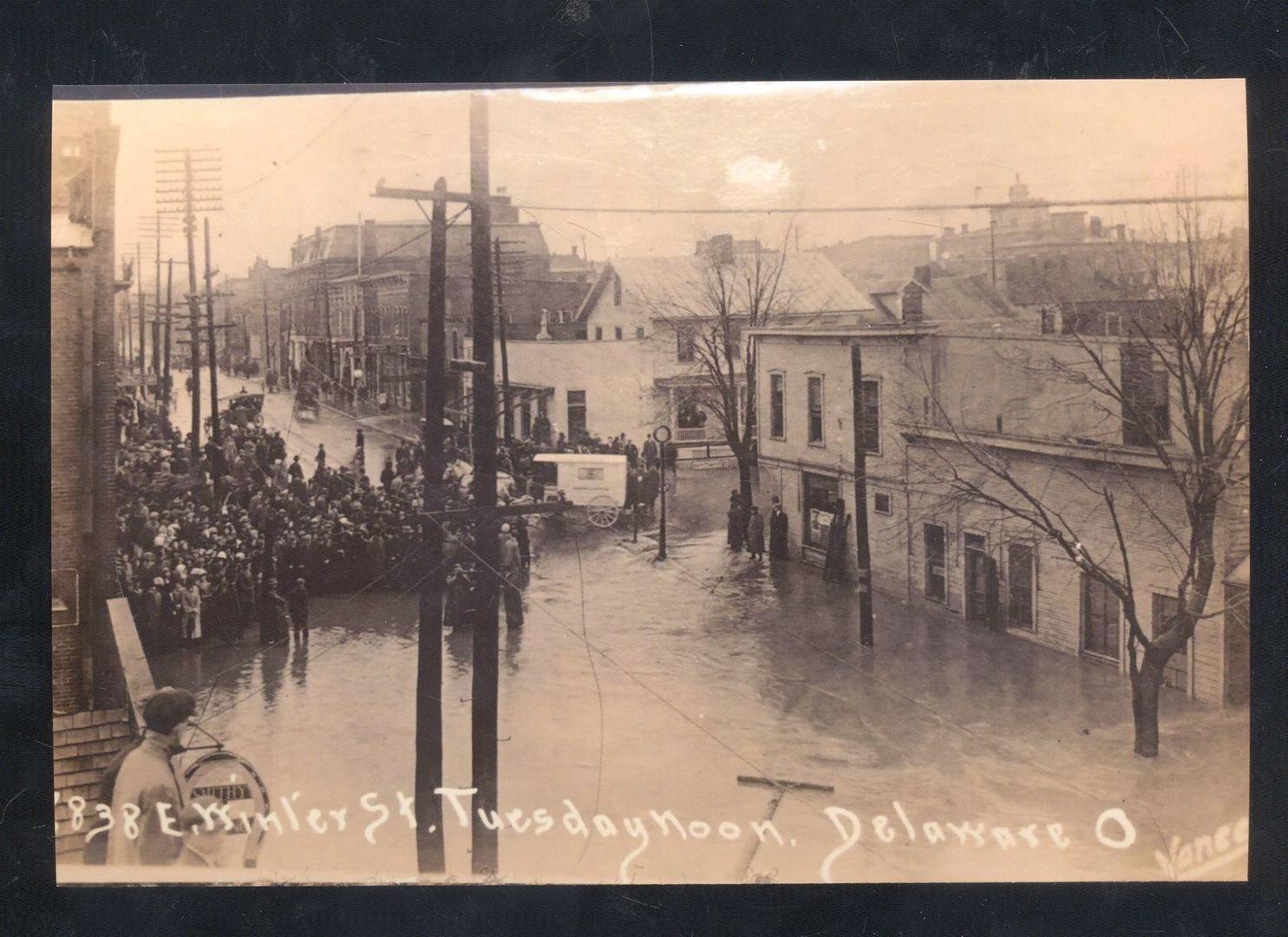 REAL PHOTO DELAWARE OHIO 1913 FLOOD DISASTER DOWNTOWN WINTER ST POSTCARD COPY