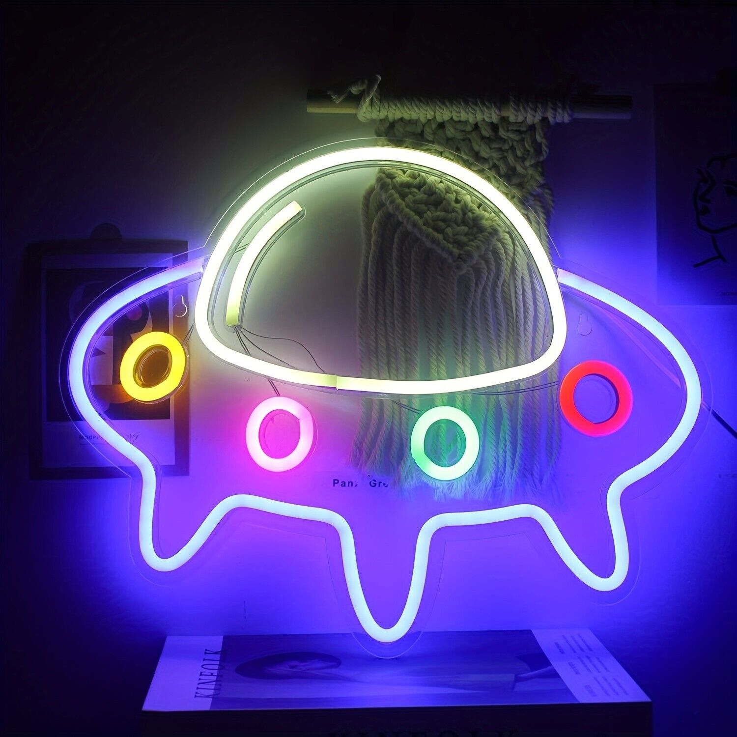 LED Neon Sign UFO Neon Light For Wall Decor Cute Spaceship Alien Shaped Light