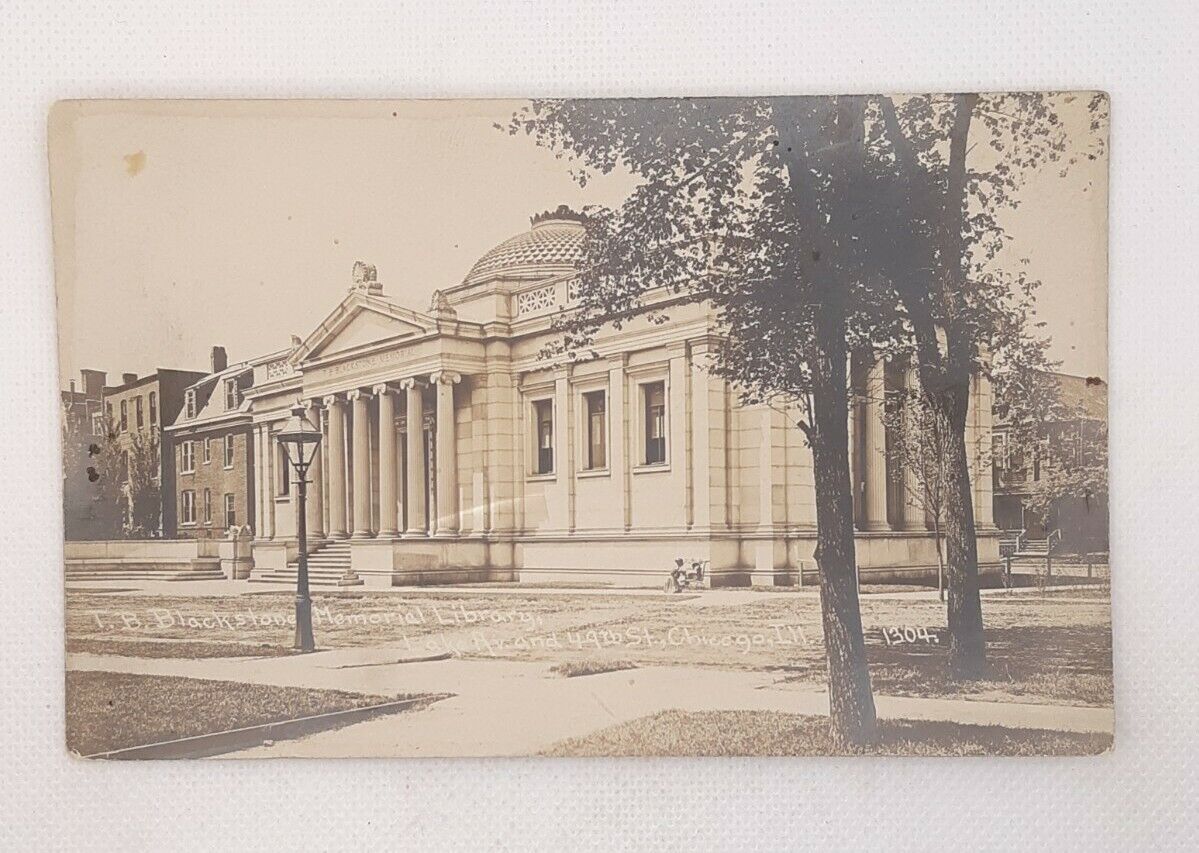 Chicago IL Blackstone Library Real Photo Postcard C.R. Childs Unposted Lake Ave 