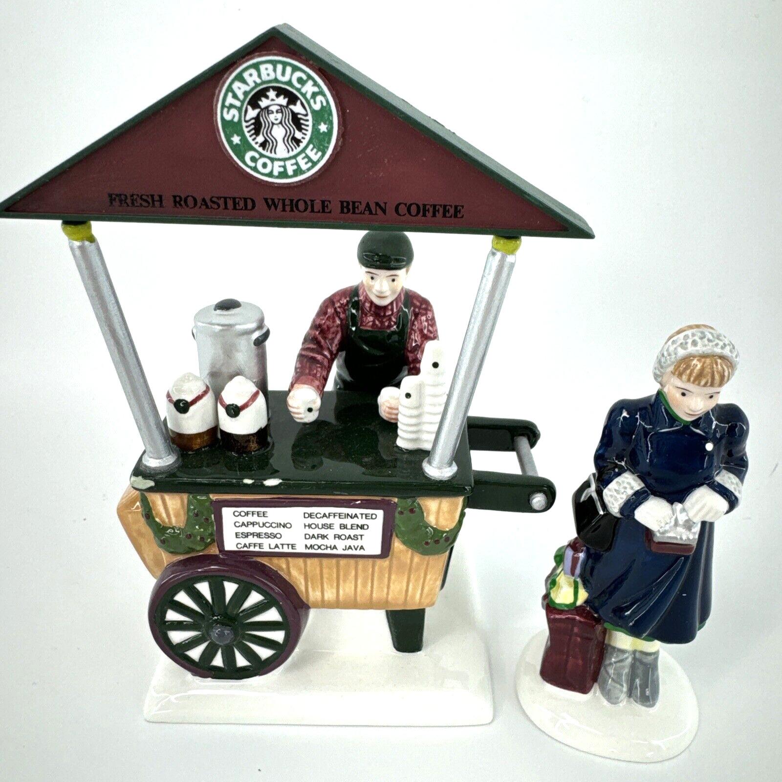 Snow Village Dept 56 Starbucks Coffee Cart Small Flaw See Photos