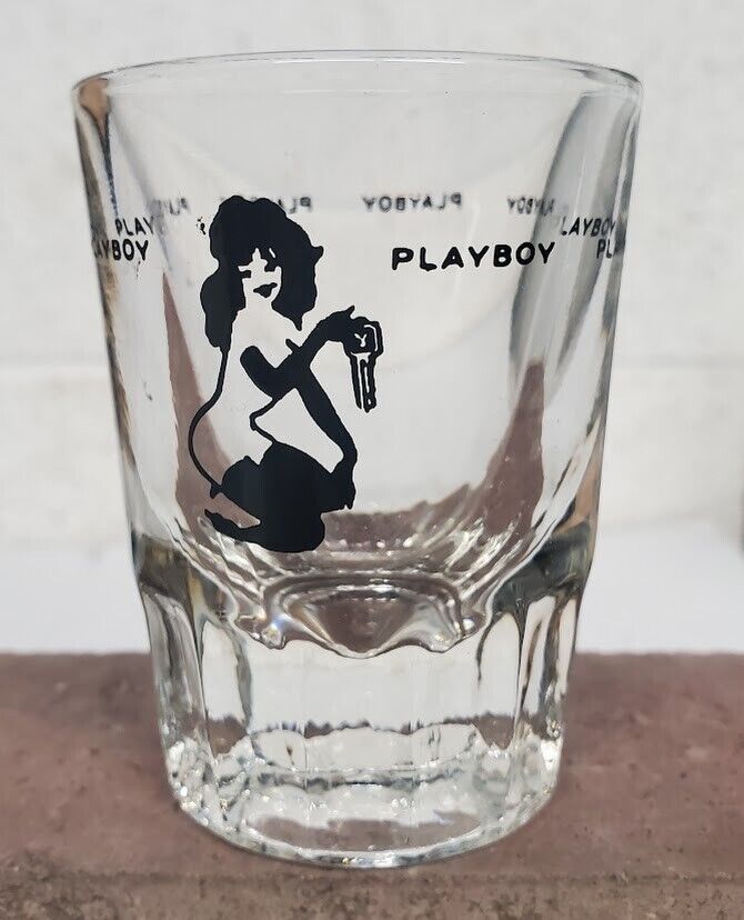 Playboy Shot Glass Vintage 1960s Leroy Nelson Bunny With Key 2.75”H x 2”W