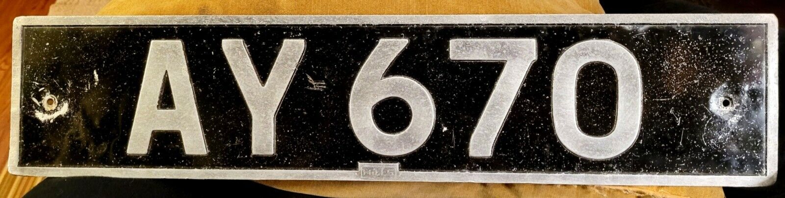 INTL - ALDERNEY - 1960s vintage rear passenger license plate - old school low #