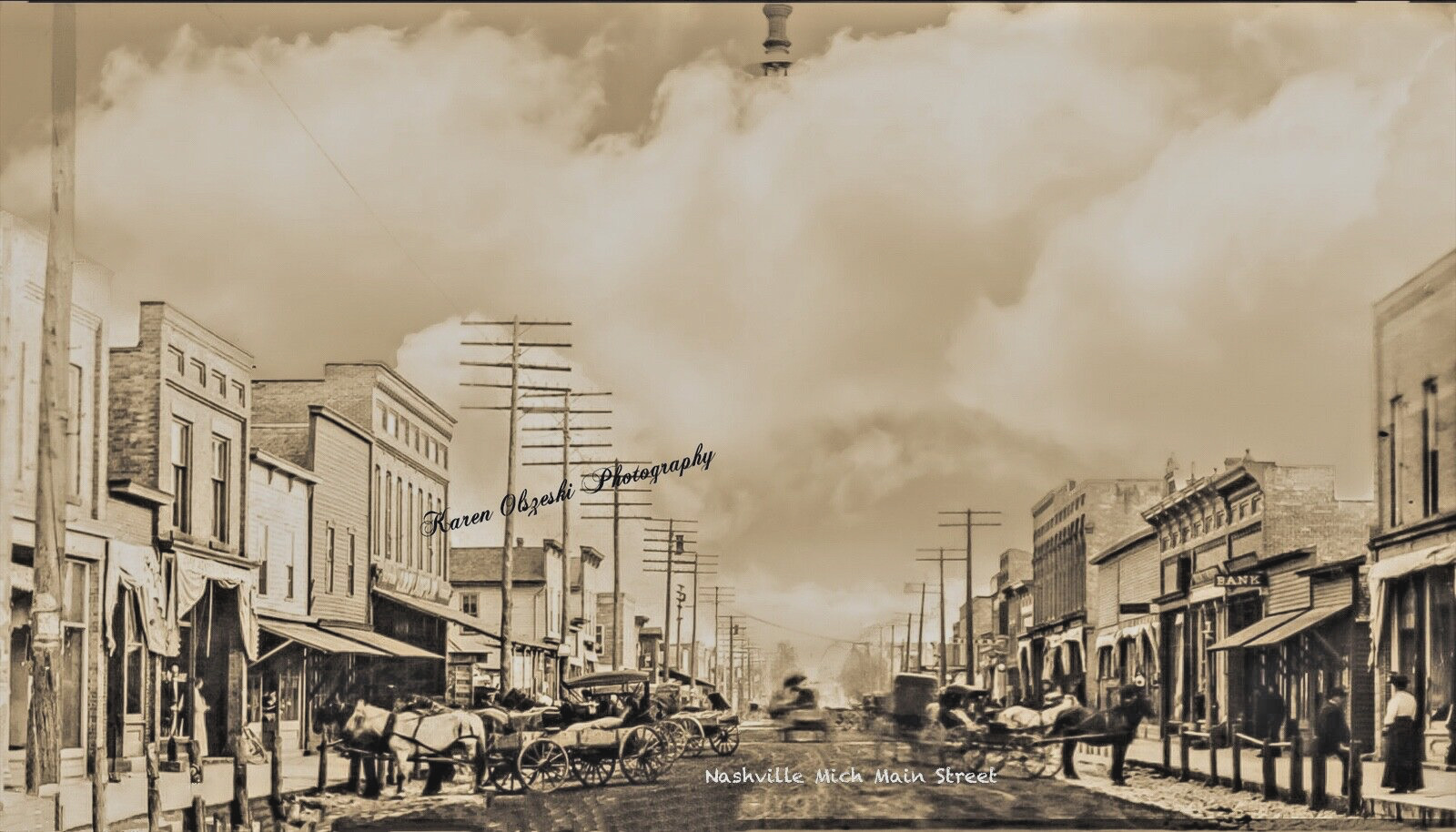 RPPC Photo Nashville, Michigan 1900’s Main Street