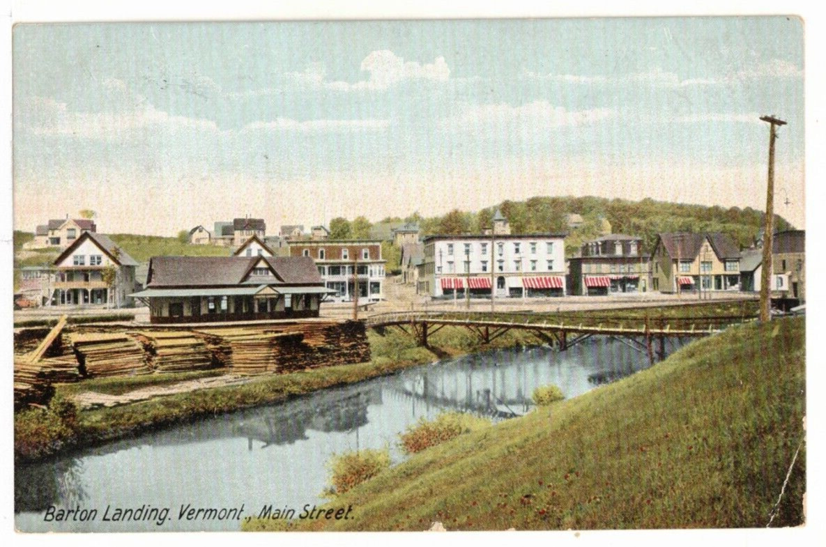 1907 PC: Main Street – Barton Landing, Vermont – West Charleston VT Postmark