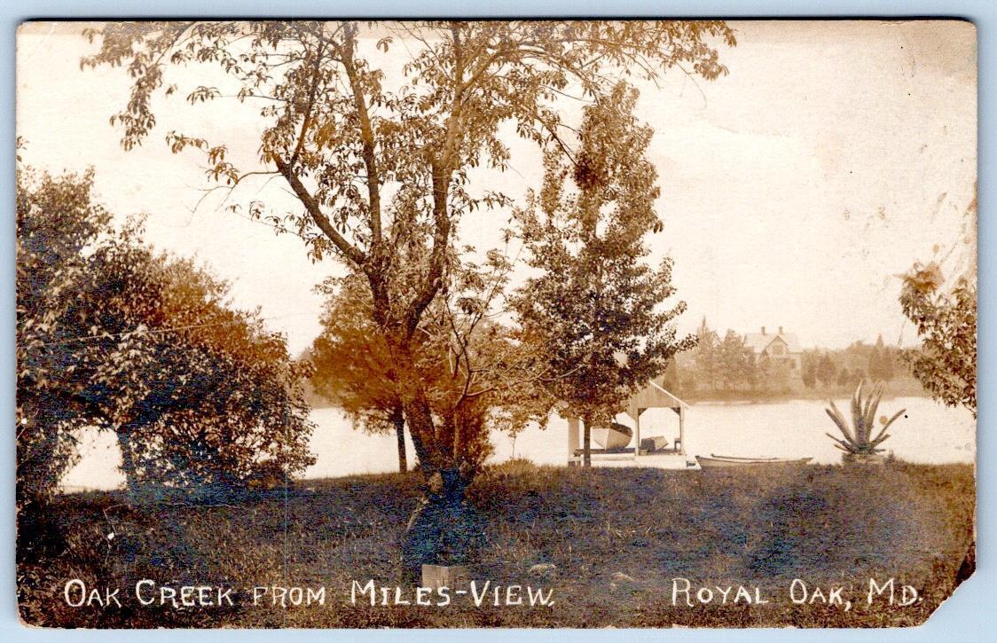 1913 RPPC ROYAL OAK MARYLAND OAK CREEK MILES RIVER VIEW PITTSVILLE MD POSTCARD