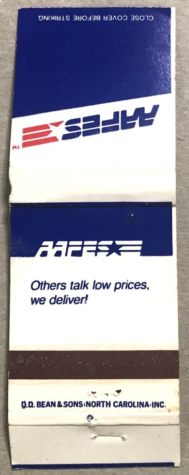 Vintage 20 Strike Matchbook Cover - AAFES Others Talk Low Prices We Deliver