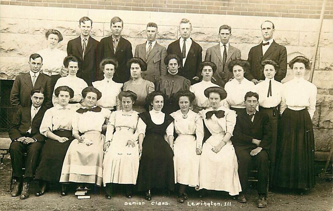 Real Photo Postcard Senior Class Students, Lexington, Illinois - C U Williams