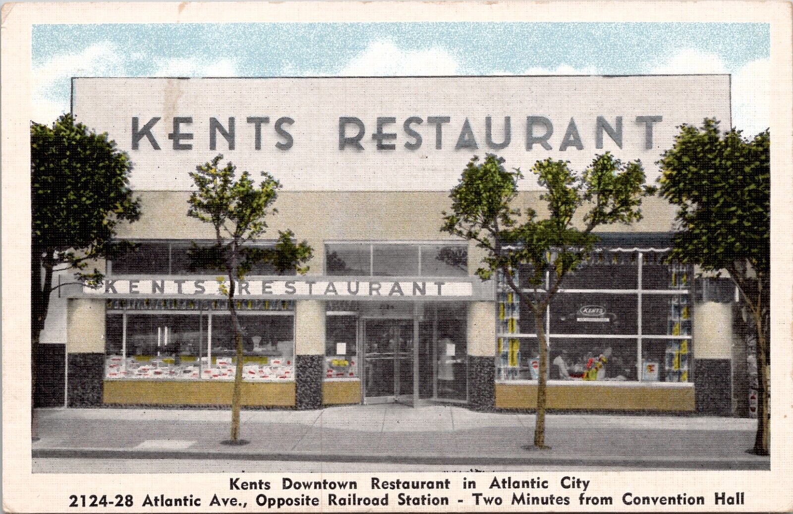 Kents Downtown Restaurant in Atlantic City Vintage Postcard Wps1