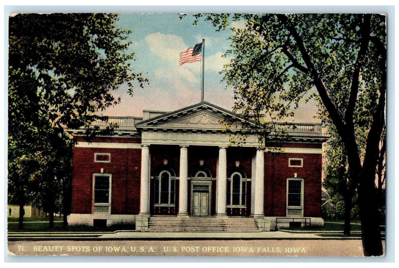 1916 Beauty Spots of Iowa Post Office Iowa Falls Iowa IA Posted Postcard