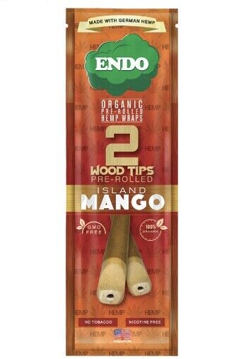 Endo  Flavored Herbal Pre-Rolled Papers w Wood Tips Mango 5/2ct