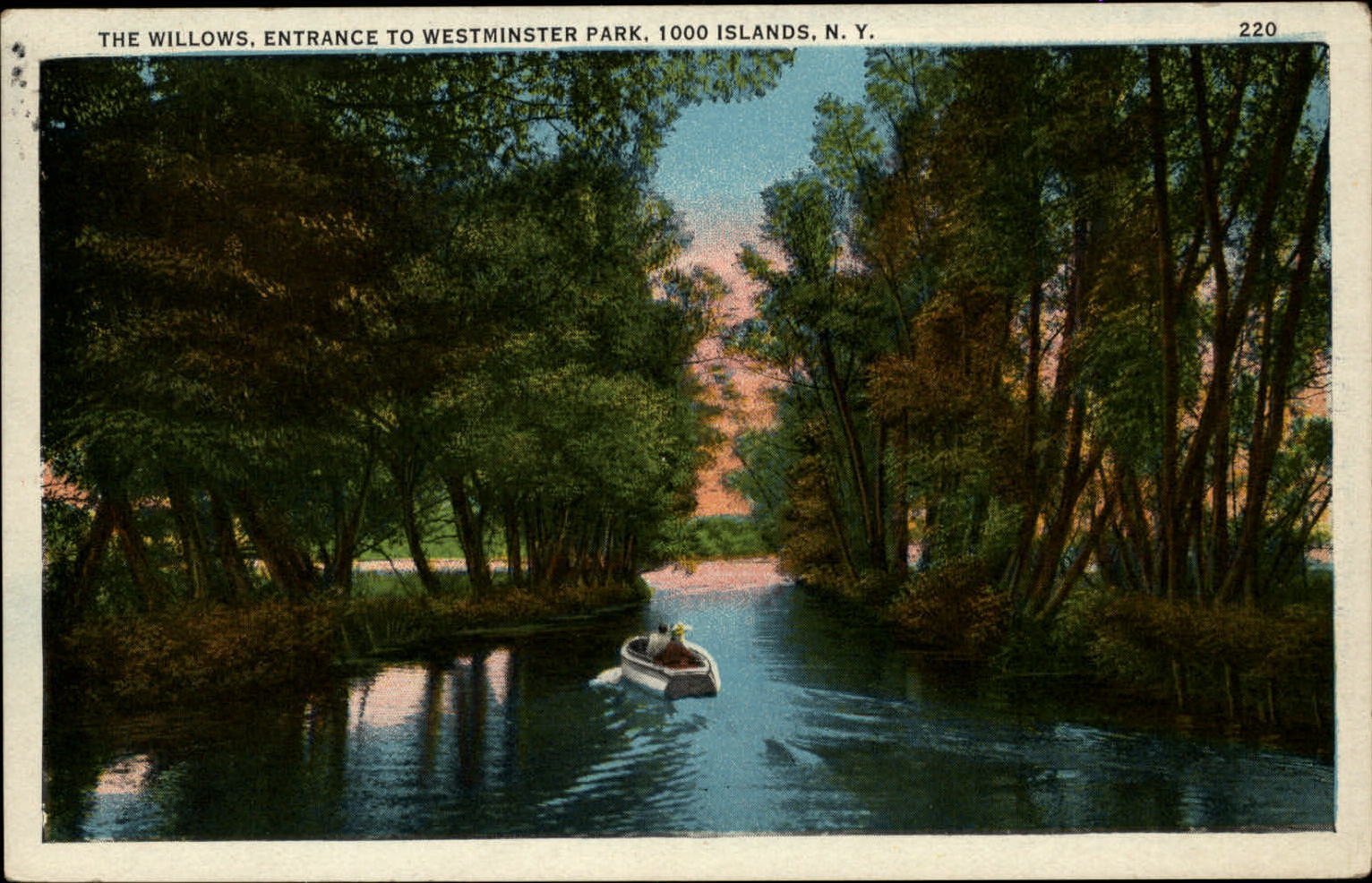 Willows Westminster Park 1000 Islands New York ~ 1936 postcard