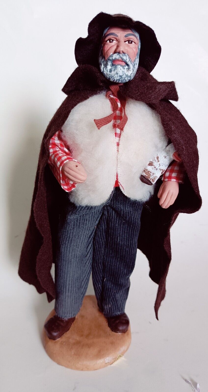 Santons Sylvette Amy French Shephard Terracotta Doll W/ Baby Sheep Signed 11\