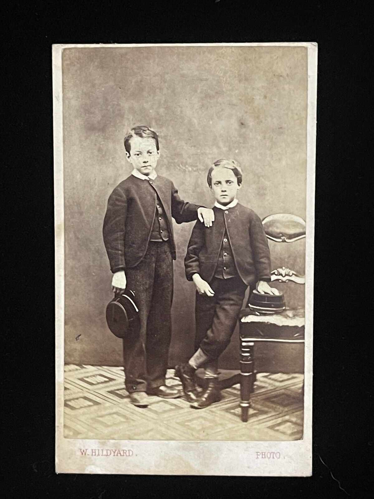 Cabinet Card Antique Photo 1800’s Children - W. Hildyard - Manchester, England