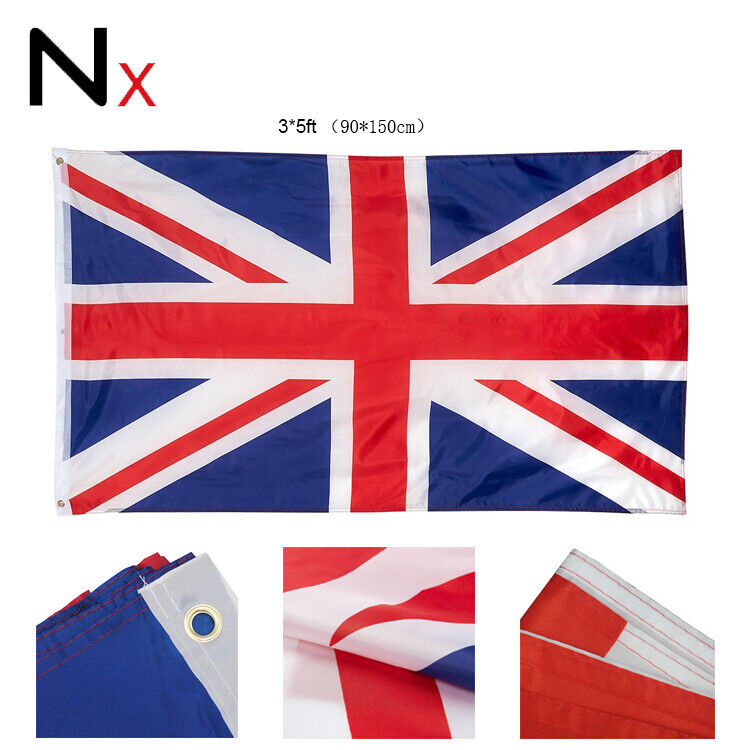 UNION JACK FLAG Large 5 x 3ft Sports Brass Eyelets Fabric British National UK GB